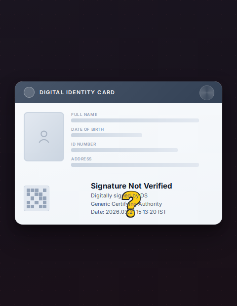 PDF with Signature Not Verified — before GreenTika verification
